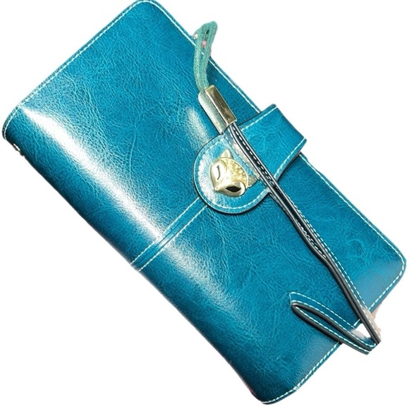 Foxer - Fox Lovers - RFID Blocking Wallet Wristlet - Teal Green - Picture 2 of 8